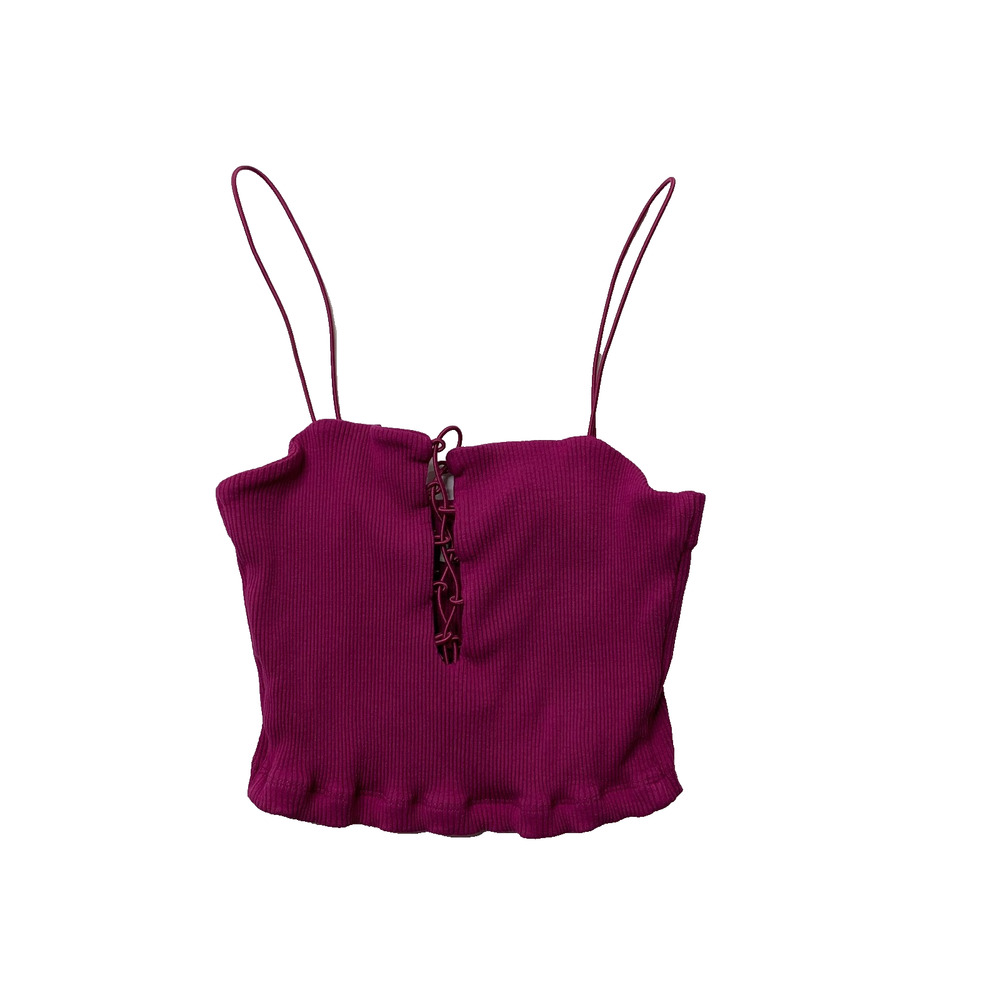 Free People Top Women S Small Geranium Intimately Ribbed Bandeau Crop Sleeveless